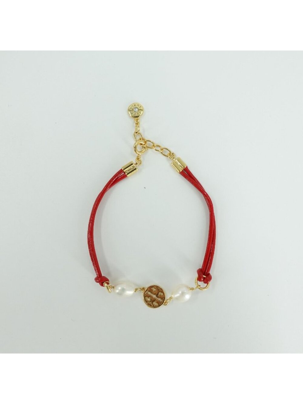 Tory Burch Pearl And Leather Bracelet Gold OS